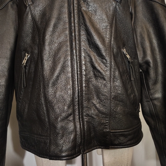 First Leather Apparel Moto Leather Coat Men, Black,Thinsulate, ZipUp, Pockets,XL - Picture 10 of 16